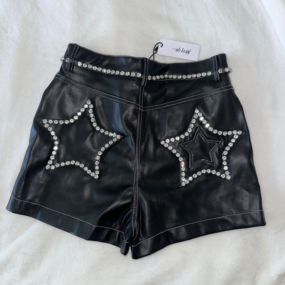 SOLD Nasty Gal Faux Leather Diamante Star Detail Shorts